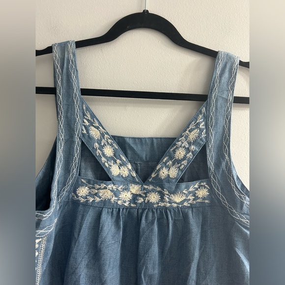 Anthropologie Meadow Rue Embroidered Denim Halter Top - Picture 9 of 11